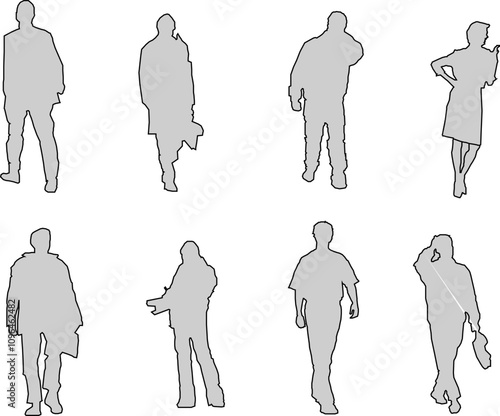 vector sketch illustration of a human silhouette design with all its activities for completeness of the image 