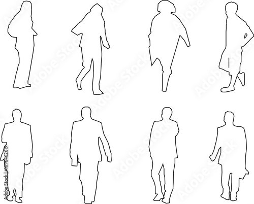 vector sketch illustration of a human silhouette design with all its activities for completeness of the image