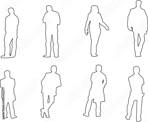 vector sketch illustration of a human silhouette design with all its activities for completeness of the image