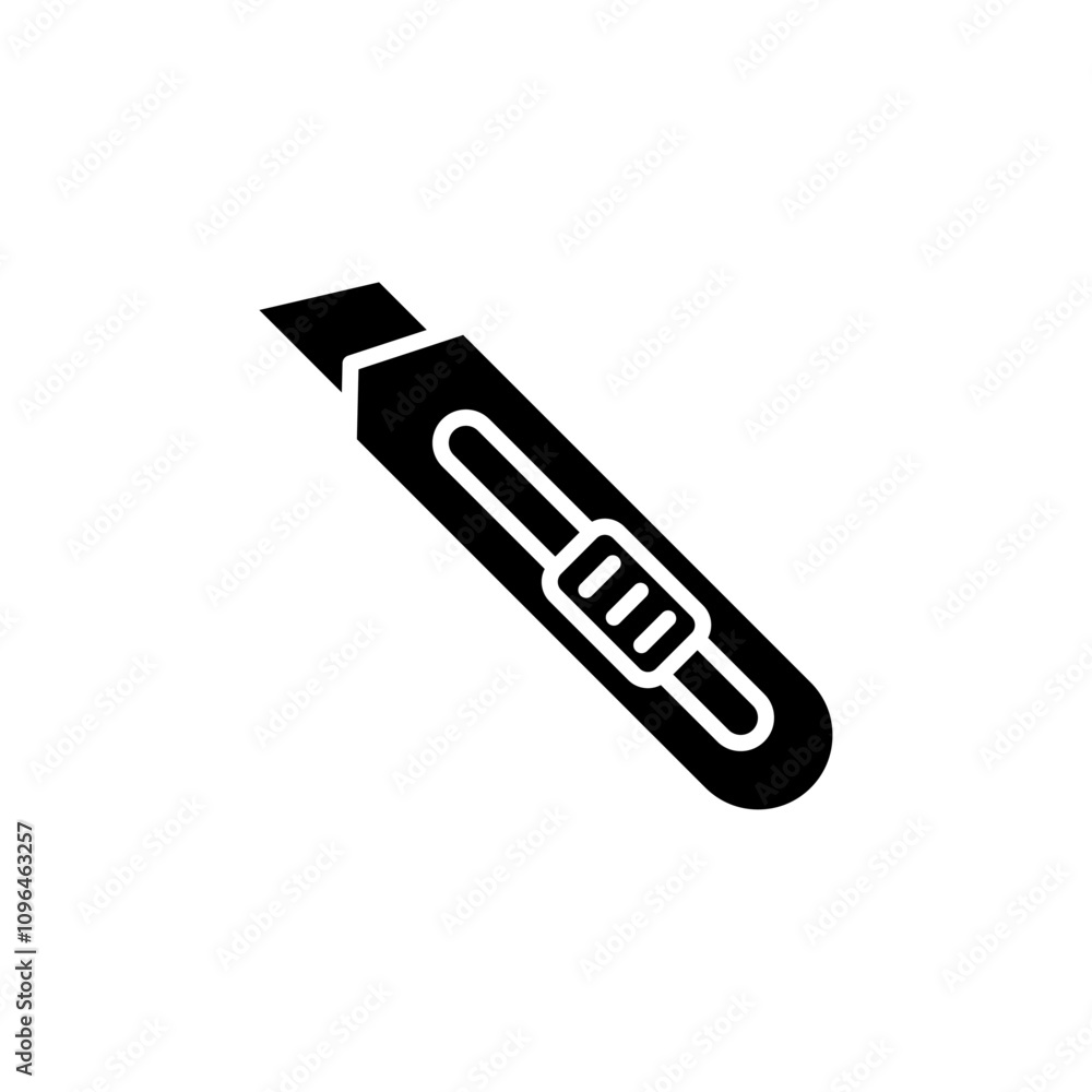 Utility knife icon Thin line flat illustration Utility knife icon Thin line flat illustration