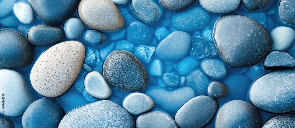Smooth stones submerged in clear blue seawater creating a tranquil natural background for relaxation or spa visuals. Smooth stones submerged in clear blue seawater creating a tranquil natural background for relaxation or spa visuals.