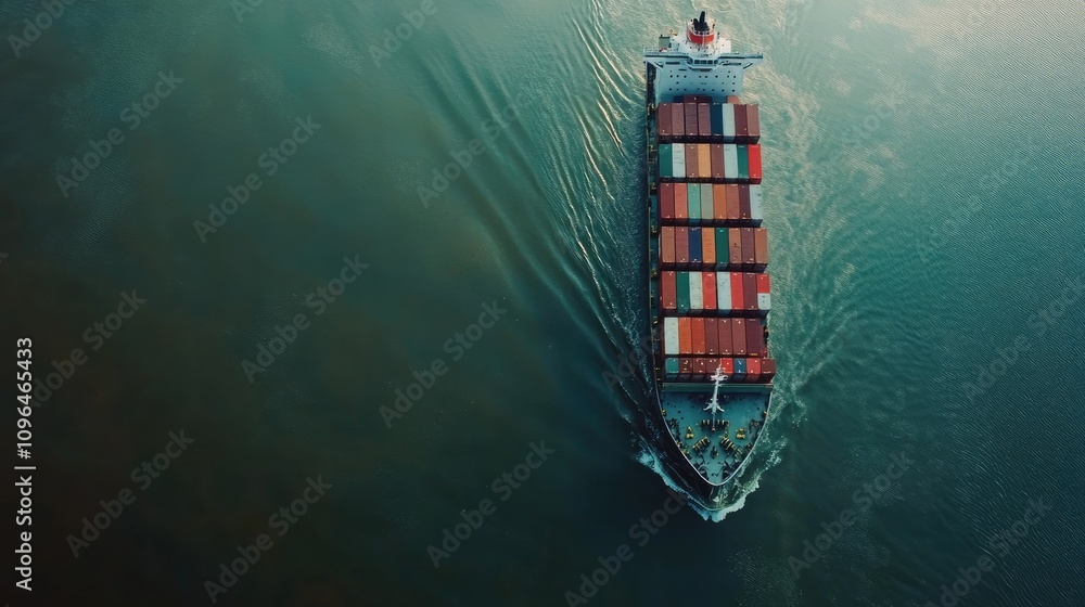 Container ship in import export and business logistic , Shipping, Aerial view, Water transport, Shell Marine Container ship in import export and business logistic , Shipping, Aerial view, Water transport, Shell Marine