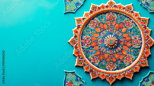 decorative Islamic border with intricate floral and geometric patterns photo