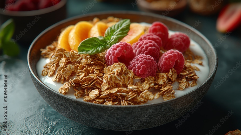 Peach and Raspberry Granola Parfait Peach and Raspberry Granola Parfait