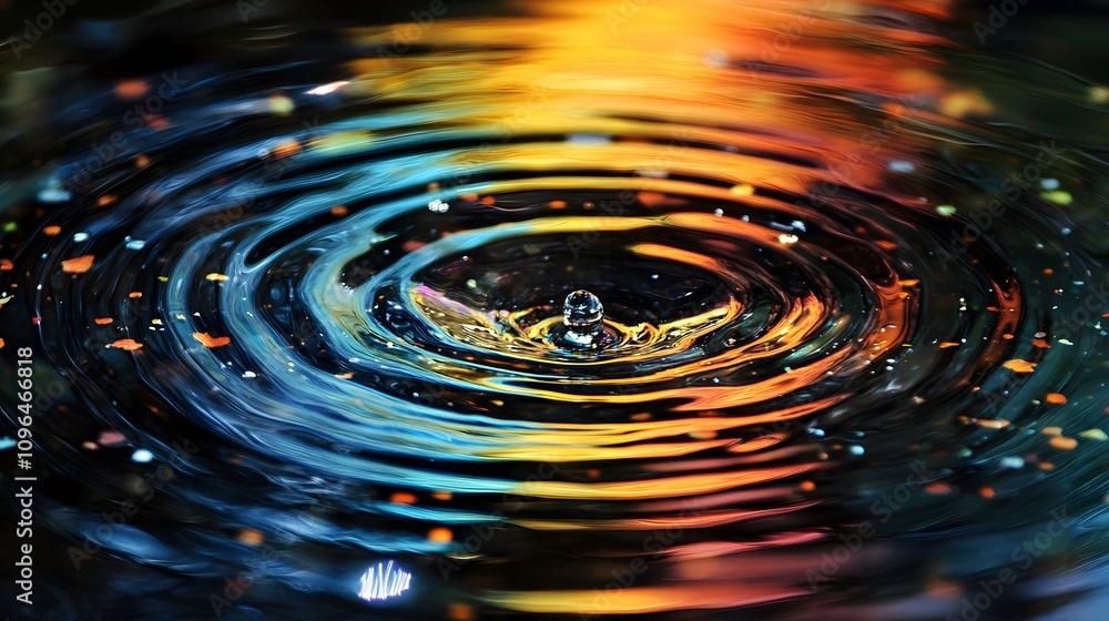 Beautiful close-up of water ripples with vibrant reflections and colorful bokeh effects. Beautiful close-up of water ripples with vibrant reflections and colorful bokeh effects.