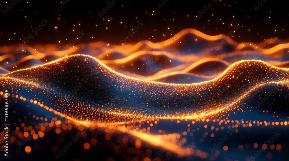 Golden Particle Wave Abstract Design Golden Particle Wave Abstract Design