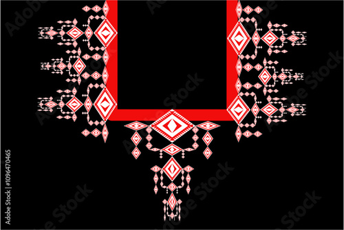 Ethnic collar neckline striped,beautiful pattern form.