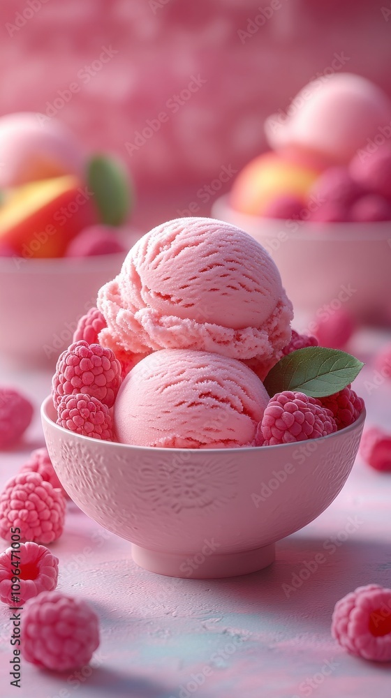 Pink Raspberry Ice Cream Delight Pink Raspberry Ice Cream Delight