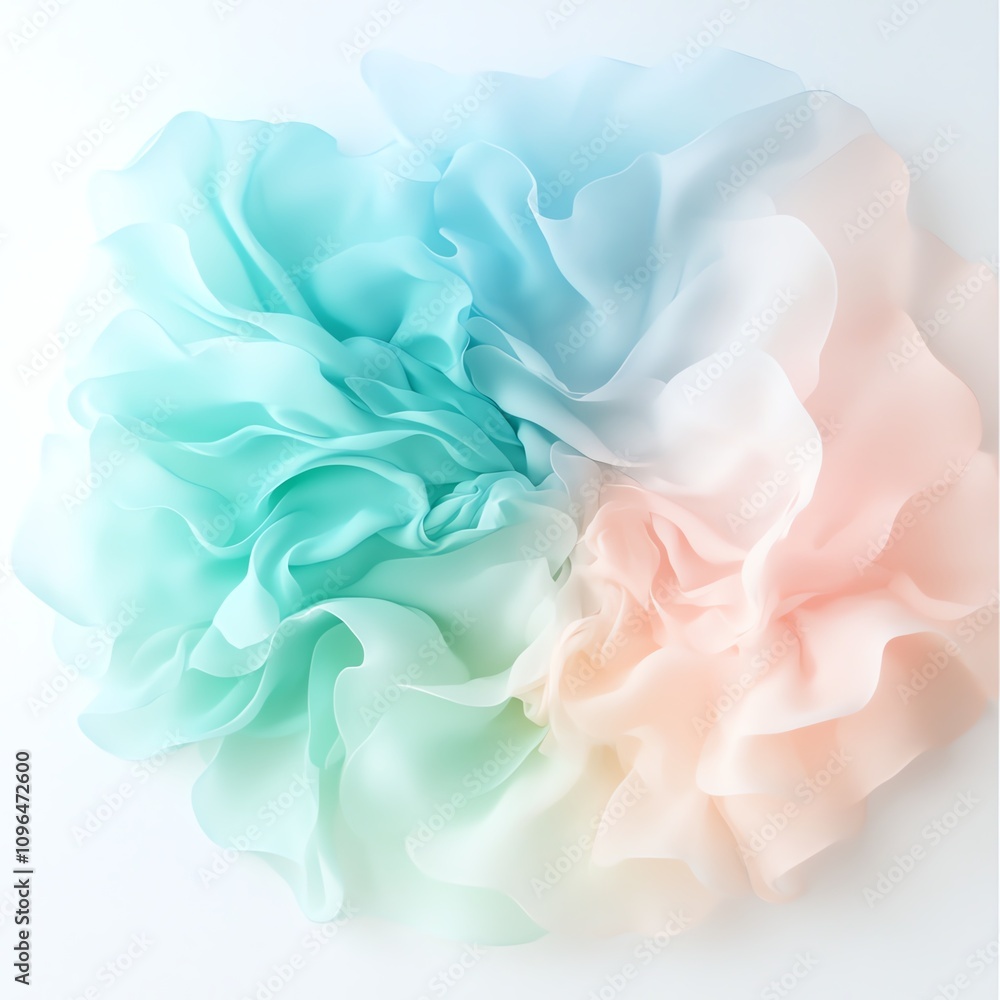 Soft pastel fabric swirl, white isolate background Soft pastel fabric swirl, white isolate background