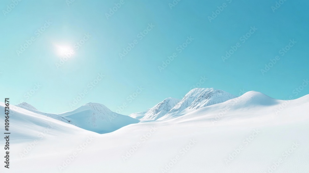 Snowy mountains under a clear blue sky create a serene winter landscape, AI Snowy mountains under a clear blue sky create a serene winter landscape, AI