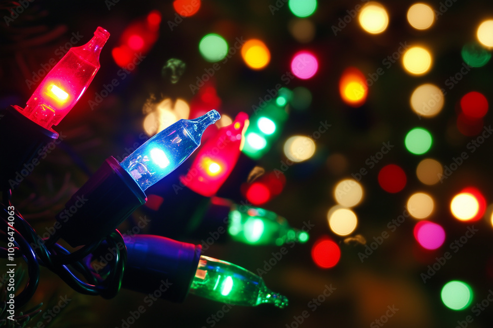 Enchanting Display of Colorful Christmas Lights Illuminating a Festive Atmosphere During the Holiday Season