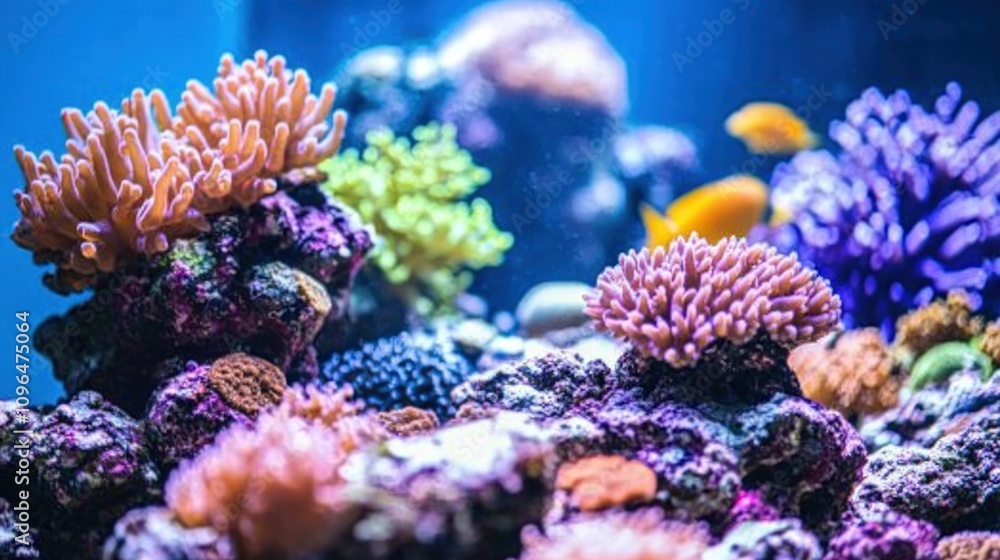 A vibrant coral reef teeming with exotic fish, colorful corals, and beams of sunlight penetrating the crystal-clear water A vibrant coral reef teeming with exotic fish, colorful corals, and beams of sunlight penetrating the crystal-clear water