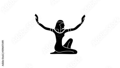 Isis The Egyptian Goddess of Magic and Healing, black isolated silhouette