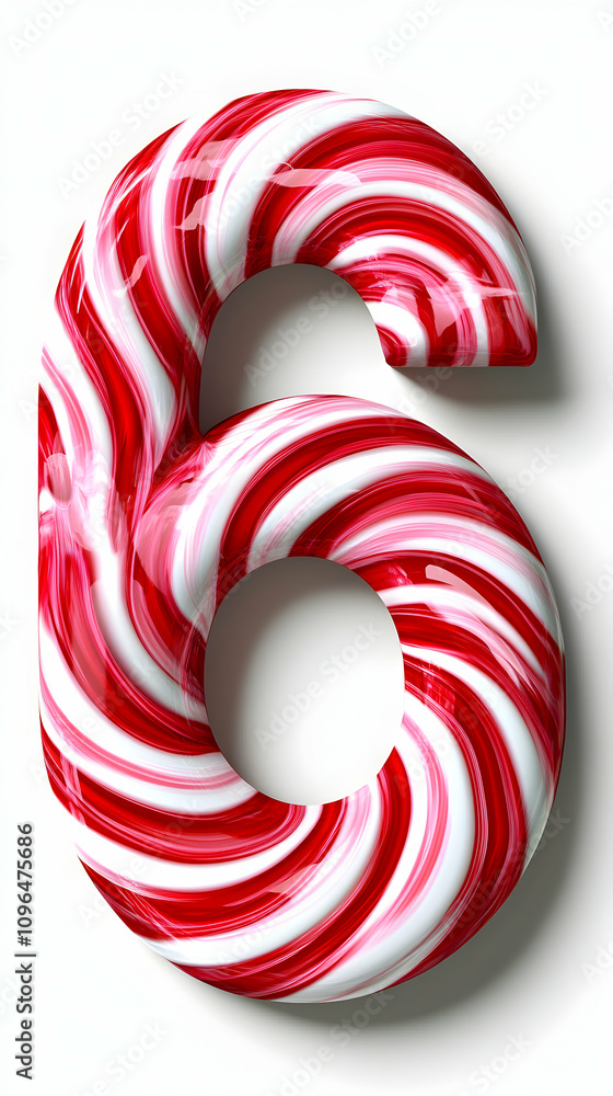 Fototapeta premium Candy Cane Number Six. Sweet Spiral Design