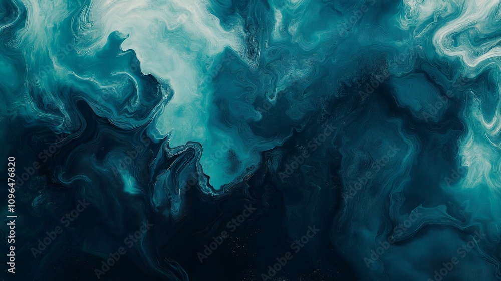 Abstract teal and white swirling texture. Concept of deep ocean, cosmic nebula, or ethereal energy. Abstract teal and white swirling texture. Concept of deep ocean, cosmic nebula, or ethereal energy.