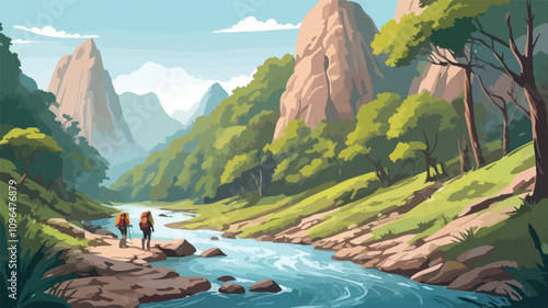 river trakking vector in photo