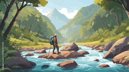 river trakking vector in photo