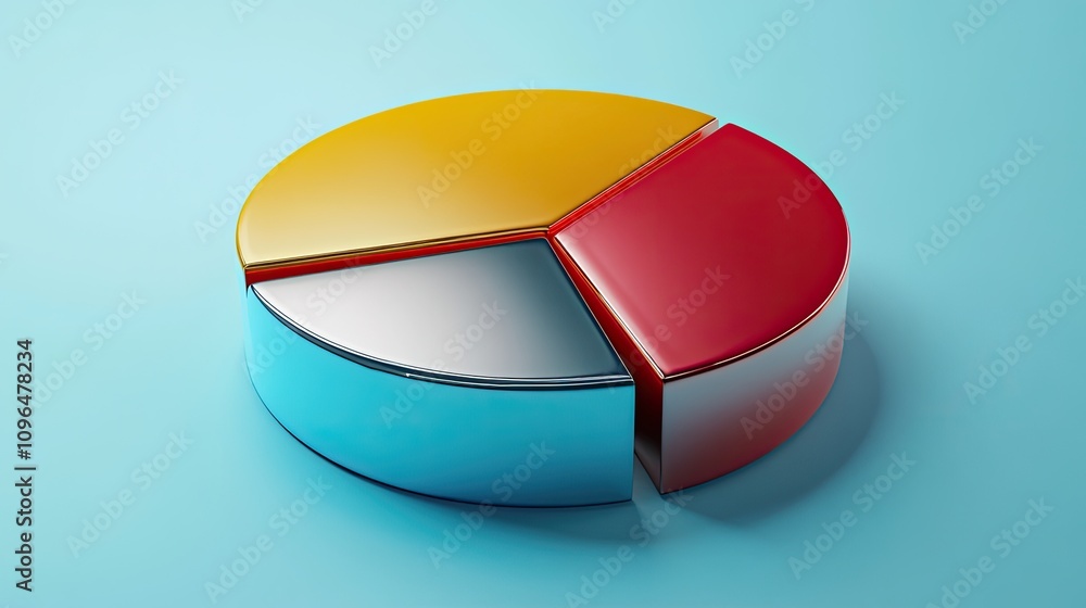 Fototapeta premium Realistic 3D pie chart with metallic sheen, [business visual], [emphasizing precision and cutting-edge technology] 