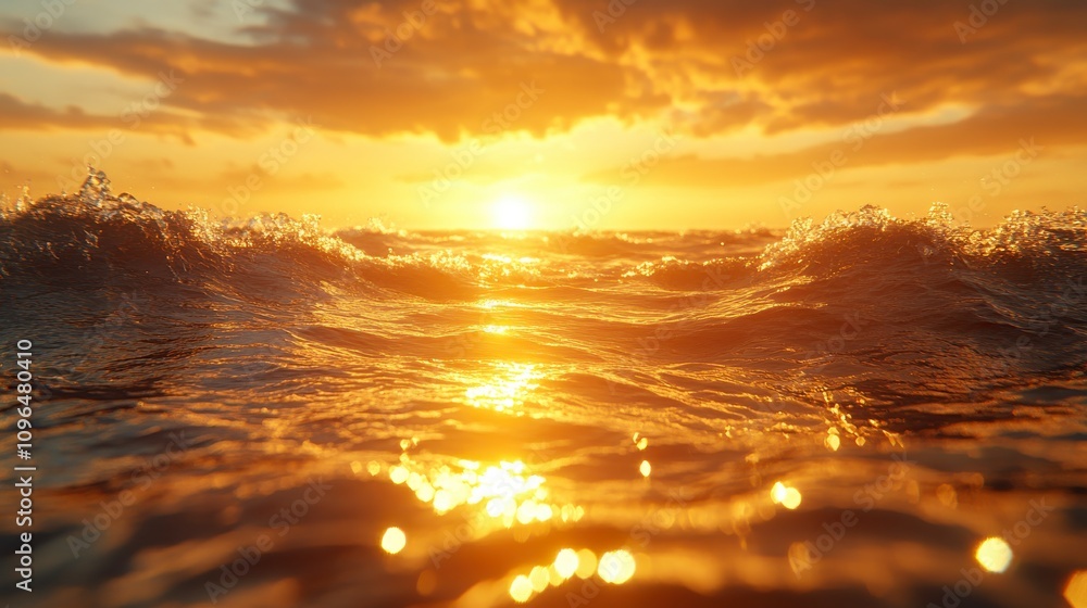 Golden Sunset Over the Ocean