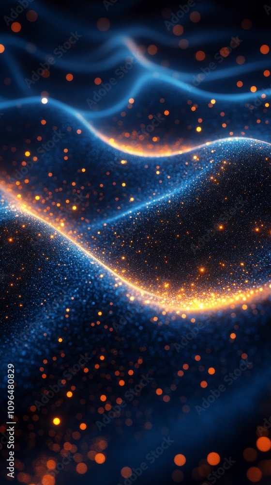 Abstract Wave of Golden Particles Abstract Wave of Golden Particles