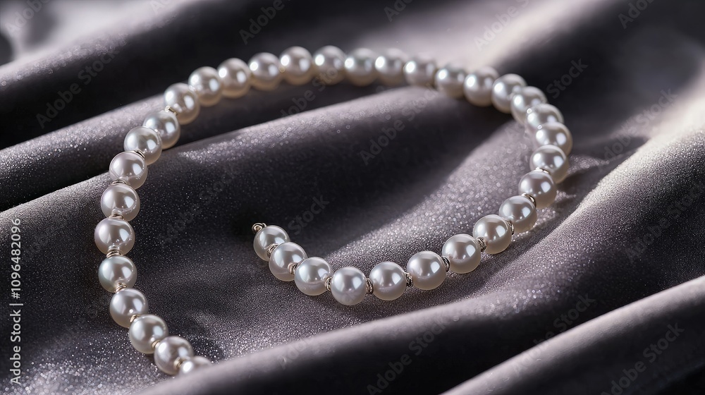 Elegant pearl necklace on silk fabric. (1) Elegant pearl necklace on silk fabric. (1)