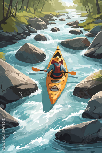 river rafting vector in photo