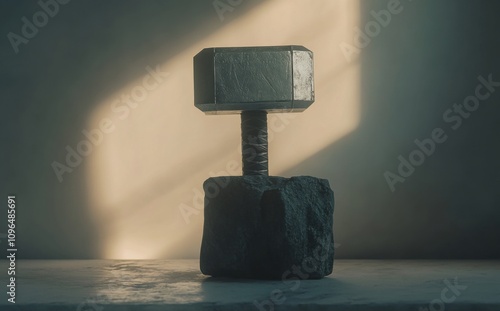 Mjolnir, the Hammer of Thor, 3D illustration, 3D render, isolated. photo