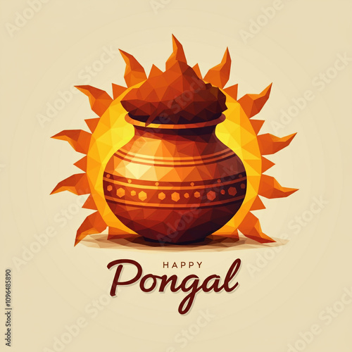A decorated Pongal pot with...