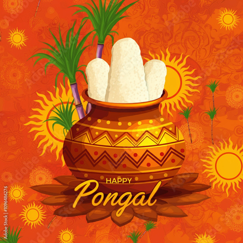A traditional Pongal pot wi...