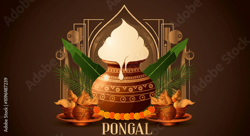 A Pongal pot with white ove...