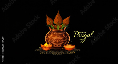 A glowing Pongal pot with a...