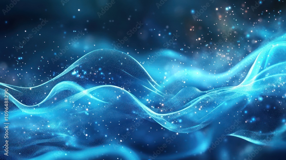 Abstract Blue Waves of Light and Energy, Digital Art Abstract Blue Waves of Light and Energy, Digital Art