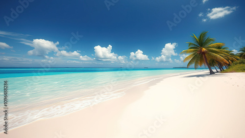 A picturesque beach with powdery white sand and crystal-clear waters, natural beauty., coastal scenery