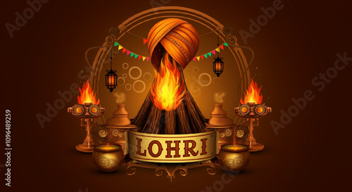 A Lohri-themed illustration...