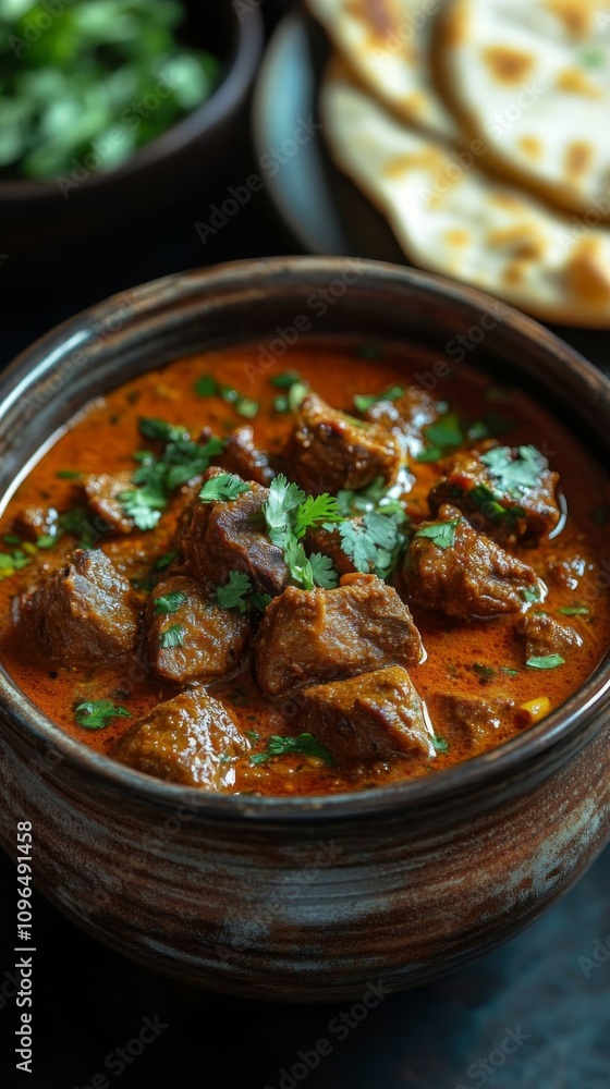 A bowl of beef curry with spices. A bowl of beef curry with spices.