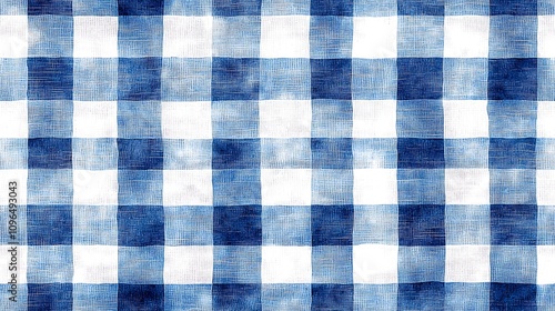 Seamless pattern Blue and White Gingham Check Fabric Texture