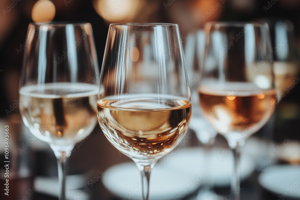 Close-Up of Wine Glasses at a Party with Blurred Background Close-Up of Wine Glasses at a Party with Blurred Background