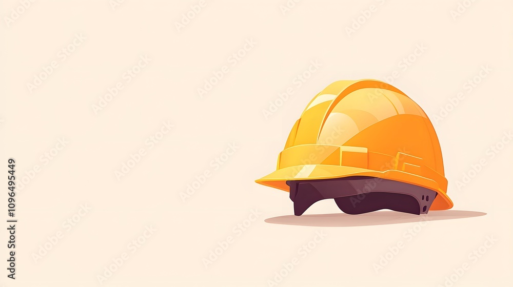 Minimalist cartoon illustration of yellow safety helmet, featuring simple clean design with soft shadows and smooth edges in professional vector art style. Minimalist cartoon illustration of yellow safety helmet, featuring simple clean design with soft shadows and smooth edges in professional vector art style.
