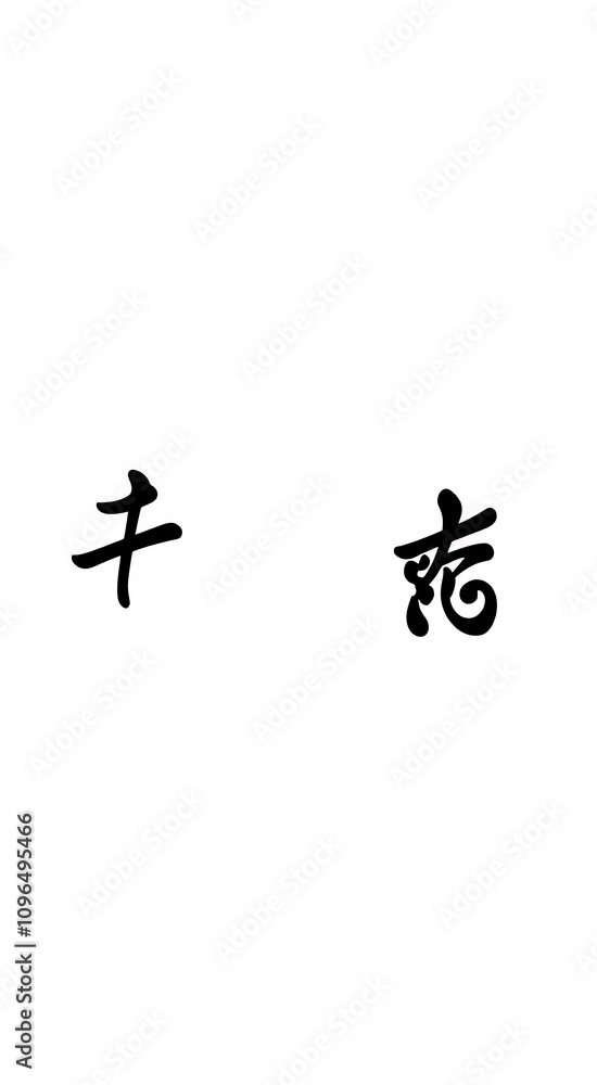 Two Japanese characters on a white background. Two Japanese characters on a white background.