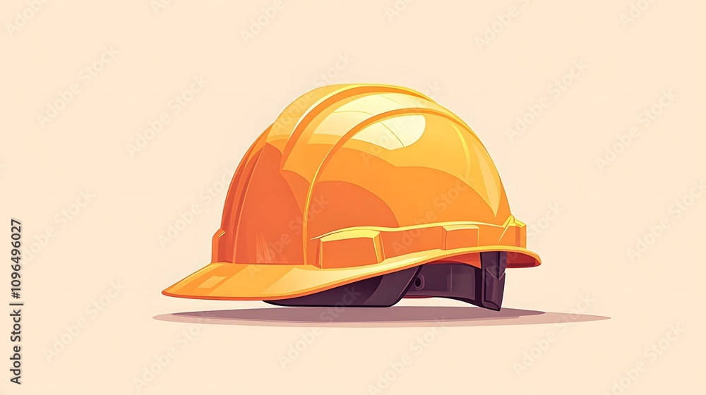 Minimalist cartoon illustration of yellow safety helmet, featuring simple clean design with soft shadows and smooth edges in professional vector art style. Minimalist cartoon illustration of yellow safety helmet, featuring simple clean design with soft shadows and smooth edges in professional vector art style.
