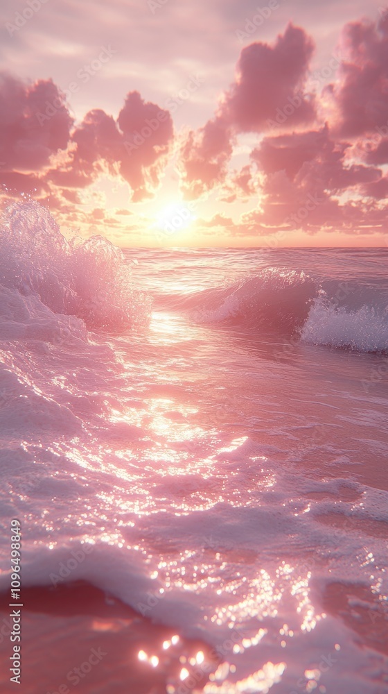 Fototapeta premium Pink Sunset Beach Scene