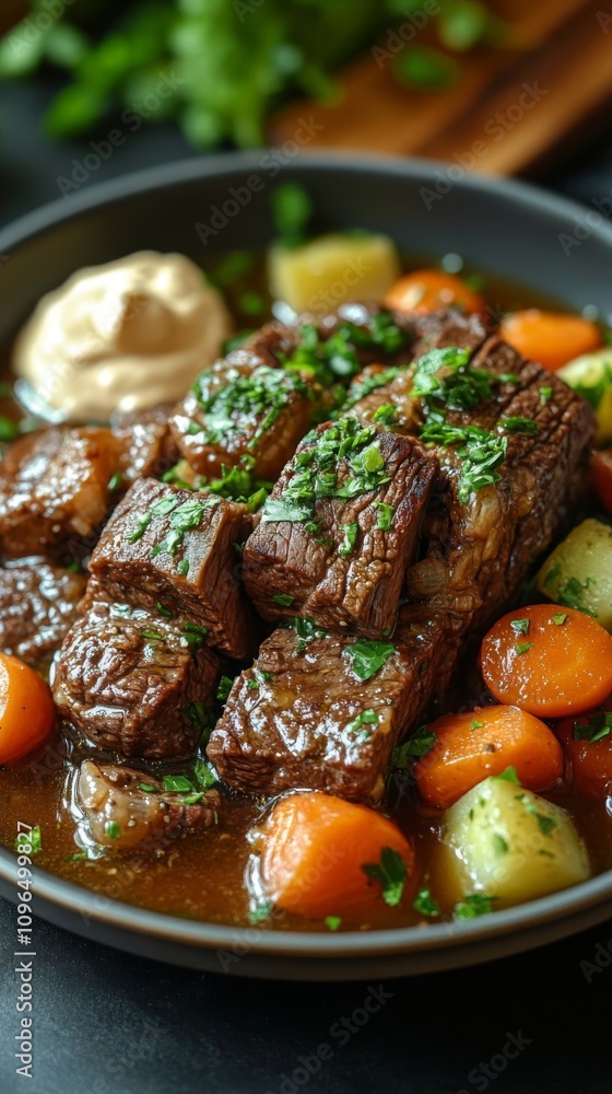 Delicious beef stew with carrots. Delicious beef stew with carrots.