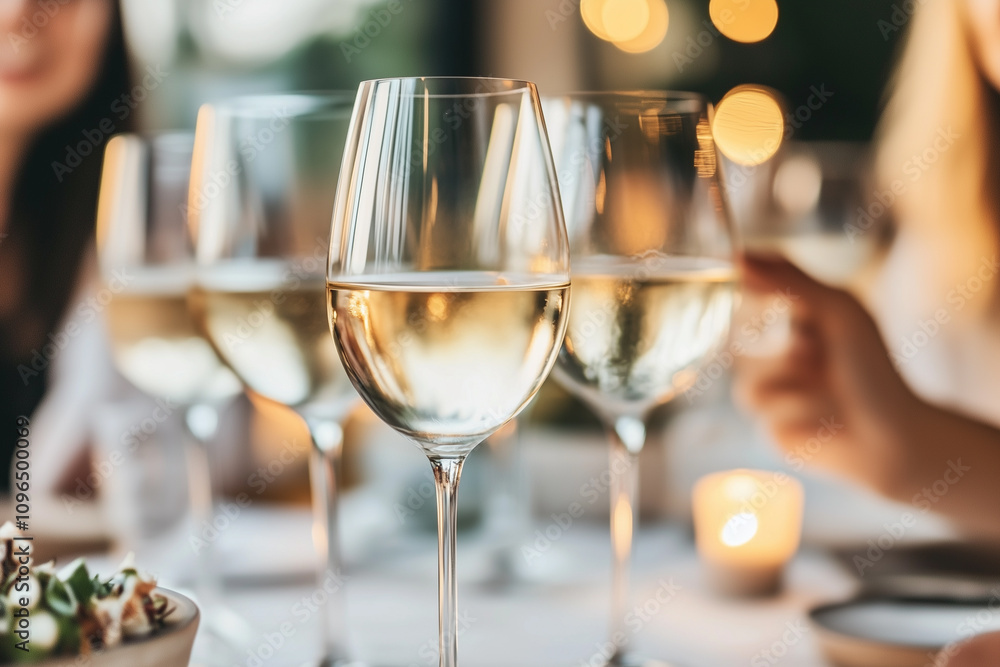Obraz premium Close-Up of Wine Glasses at a Party with Blurred Background