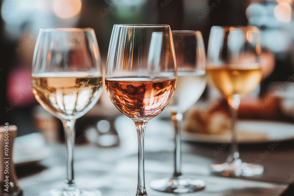 Close-Up of Wine Glasses at a Party with Blurred Background Close-Up of Wine Glasses at a Party with Blurred Background