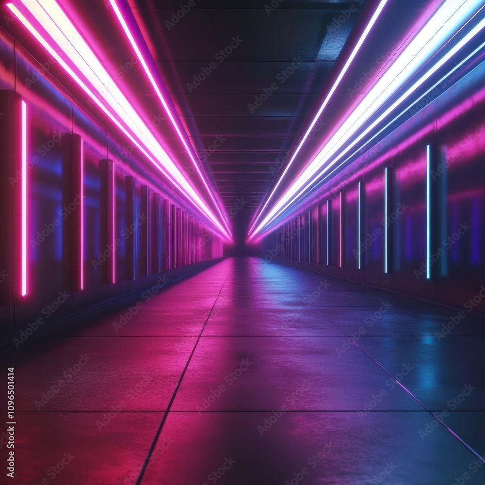 Neon Tunnel Corridor - Futuristic Architecture Neon Tunnel Corridor - Futuristic Architecture