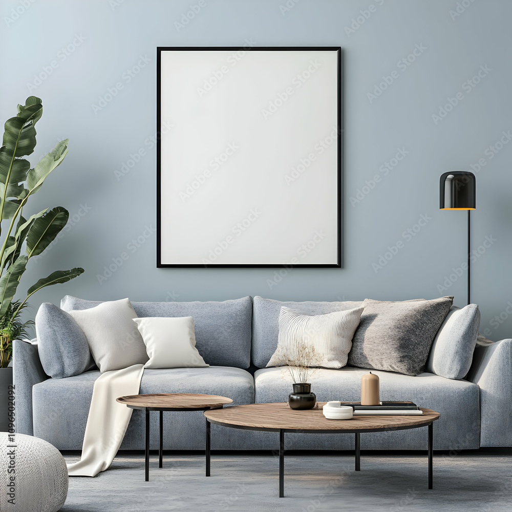 Modern Living Room with Blank Canvas and Sofa Modern Living Room with Blank Canvas and Sofa