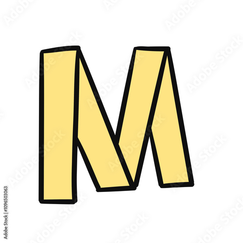  letter M in colorful pastel origami style on transparency background