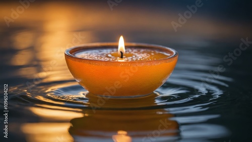 citrus grapefruit tealight candle isolated in gradient background