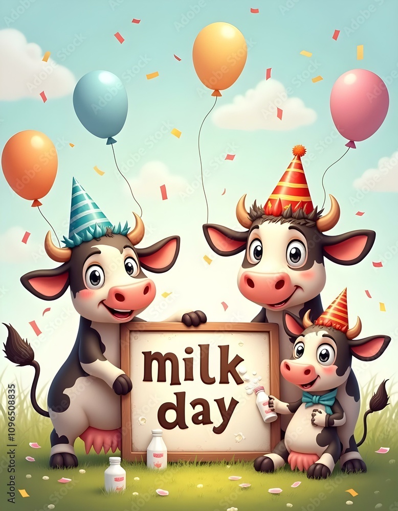 Fototapeta premium National milk day. Illustration for event.