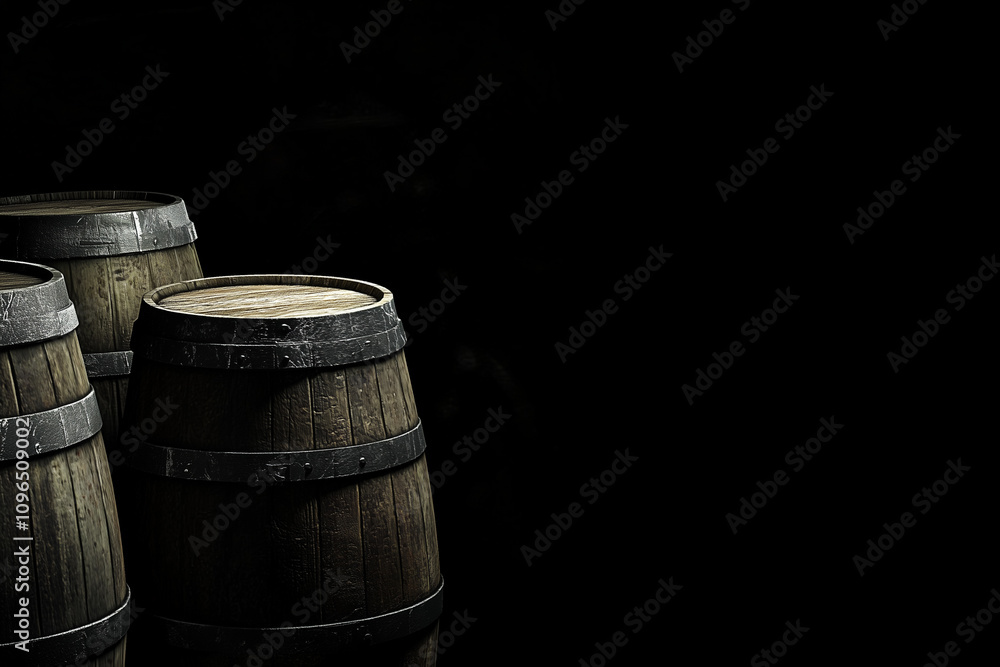 Fototapeta premium Wine Barrel Wooden Barrel Concept Background